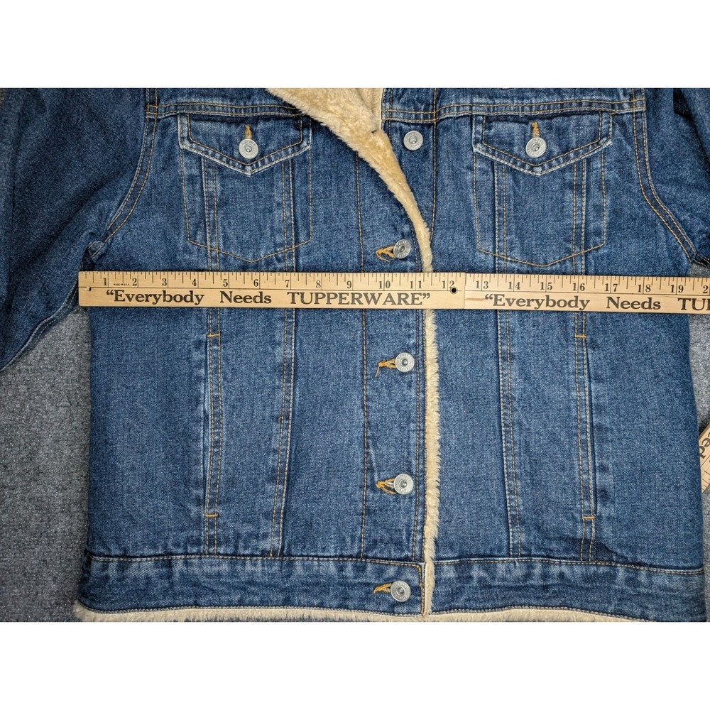 Disney Tinkerbell Denim Jacket Womens Medium Feisty Fairy Heavy Sherpa Lined - Picture 12 of 13